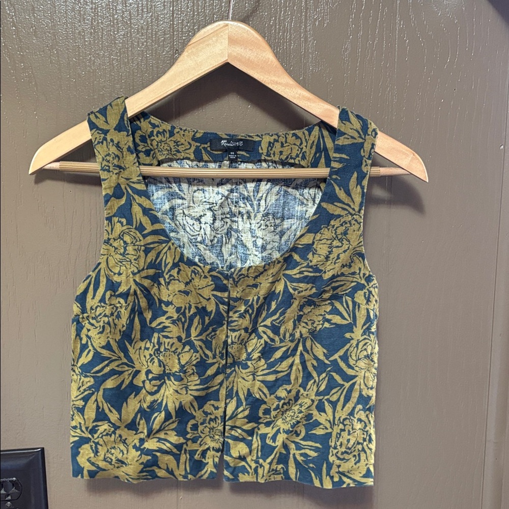 NWT Madewell 100% Linen Tropical Print Ali Tank Top Size 00